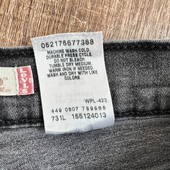 Vintage Y2K Levis High Rise Slimming 512 Boot Flare Faded Black Jeans Raw Hem - Picture 7 of 7